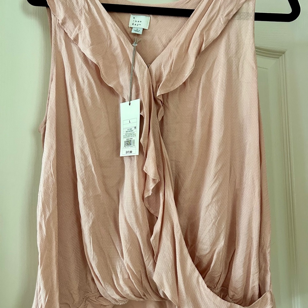 NWT Work top Blush Ruffled Blouse
